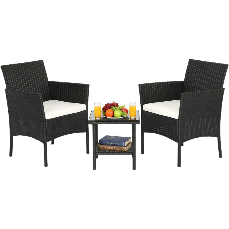 Wicker Outdoor 3‑Piece Patio Furniture Set