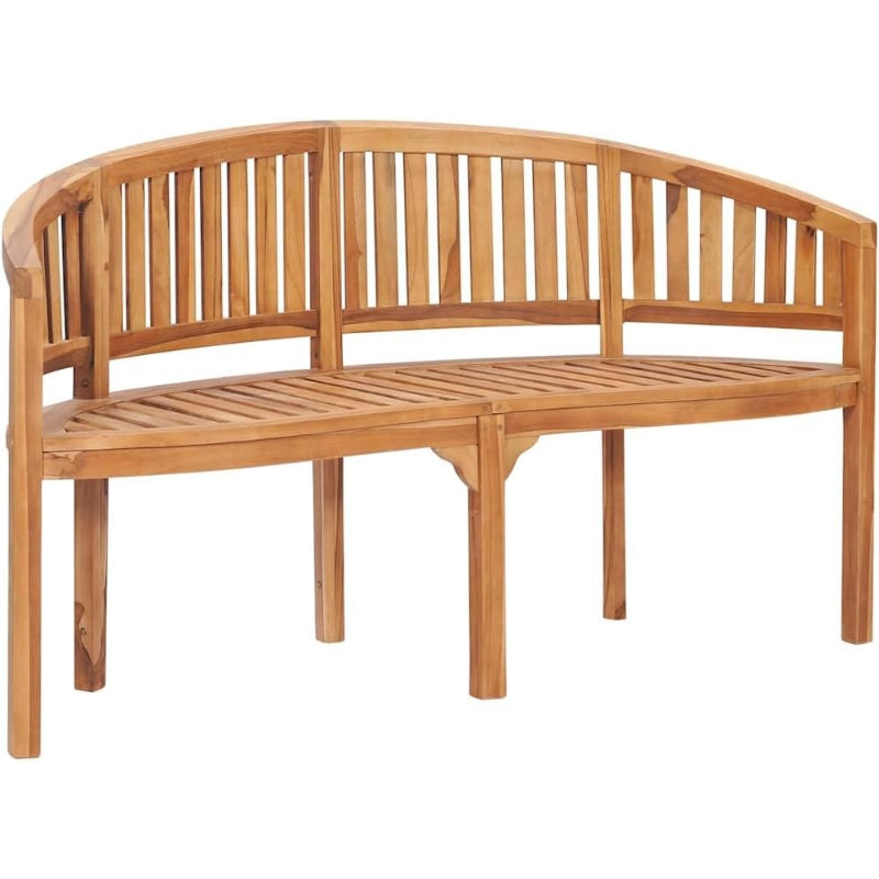 Solid Teak Wood Outdoor Banana Bench