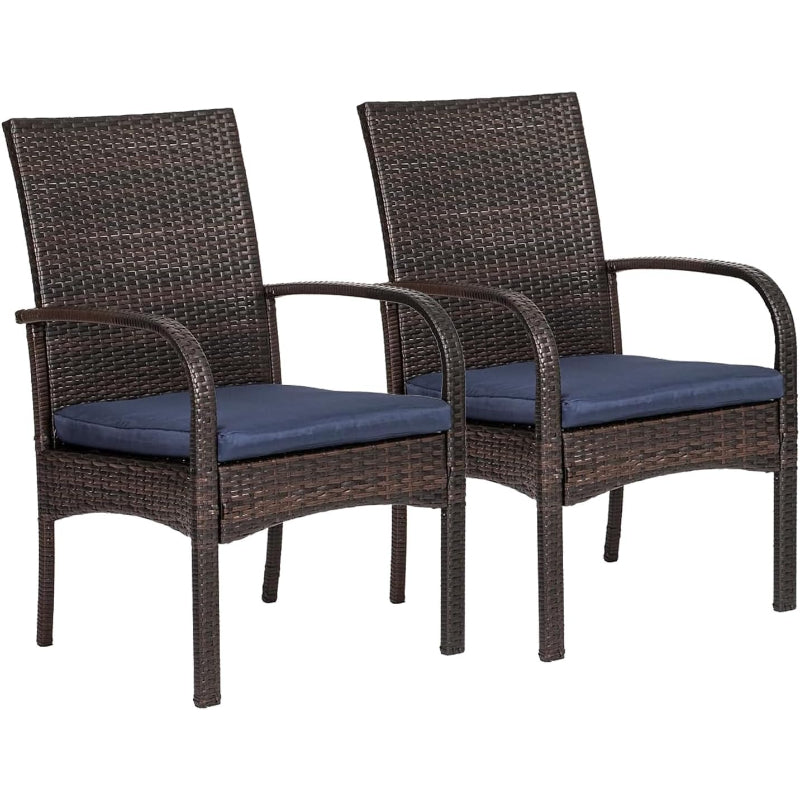 Cushioned Wicker Outdoor Patio Dining Chairs