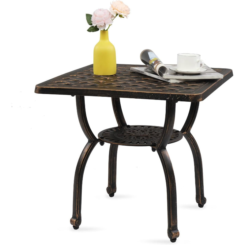 Cast Aluminum Outdoor Patio Side End Table