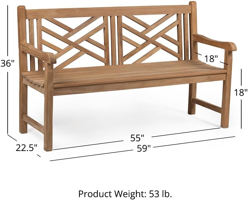 Weather‑Resistant Solid Teak Outdoor Bench