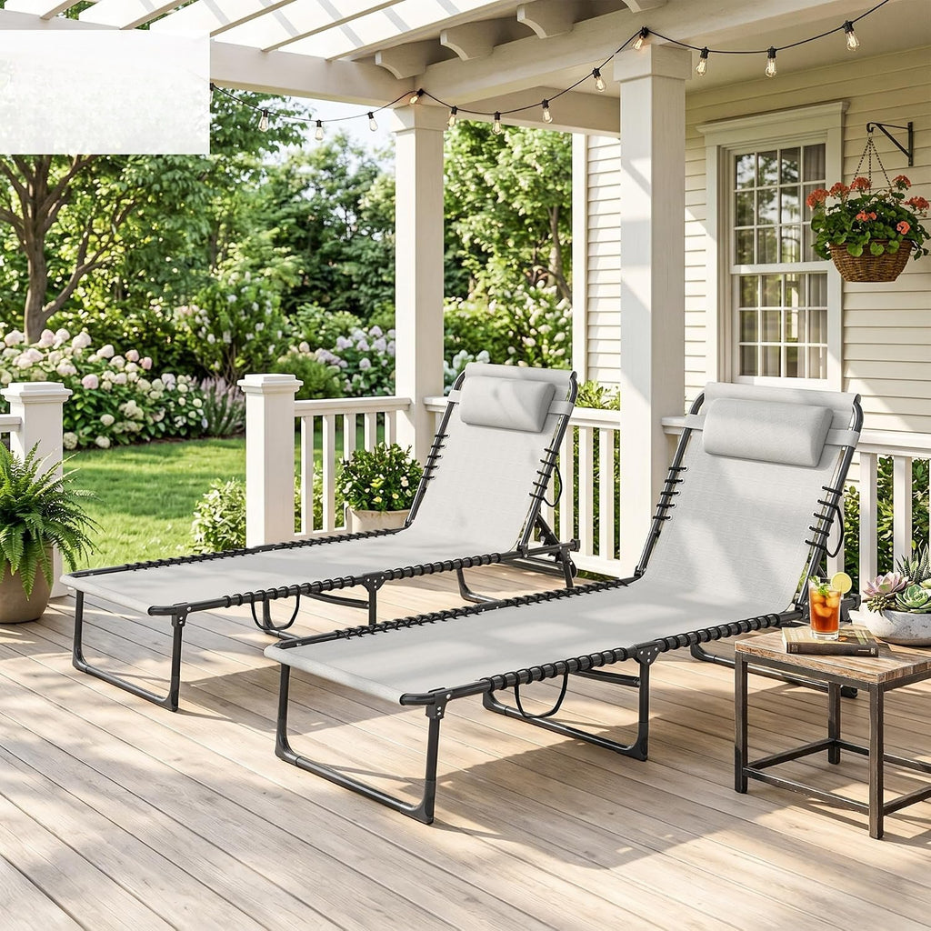 Mesh Outdoor Folding Chaise Lounge Set