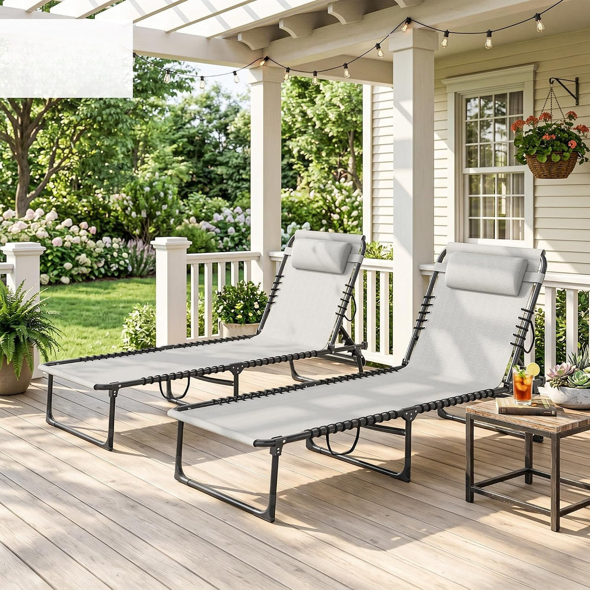 Mesh Outdoor Folding Chaise Lounge Set