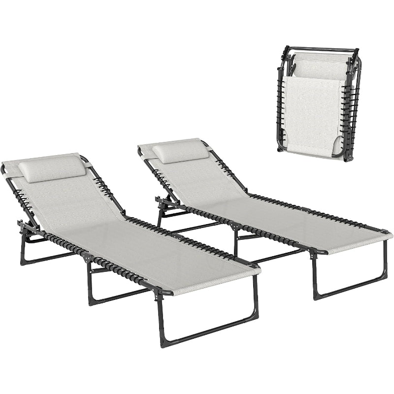Mesh Outdoor Folding Chaise Lounge Set