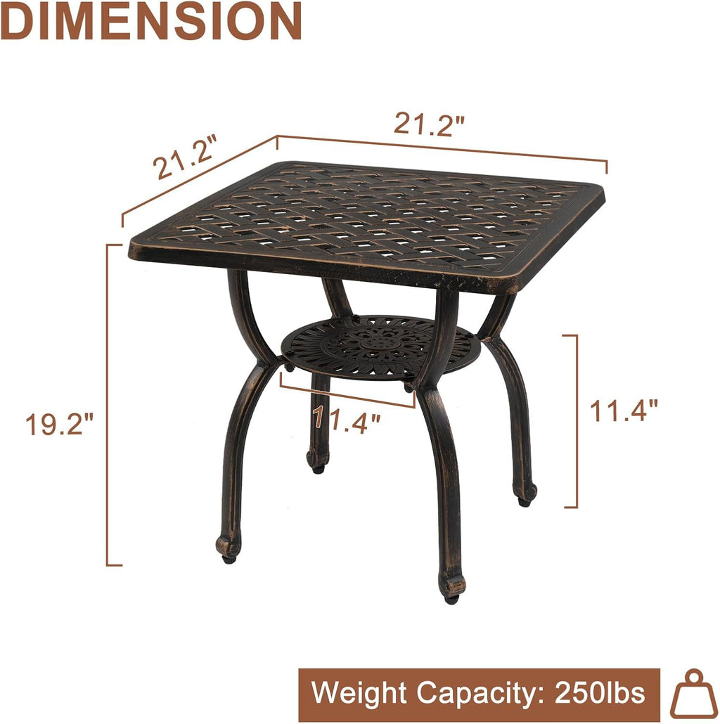 Cast Aluminum Outdoor Patio Side End Table