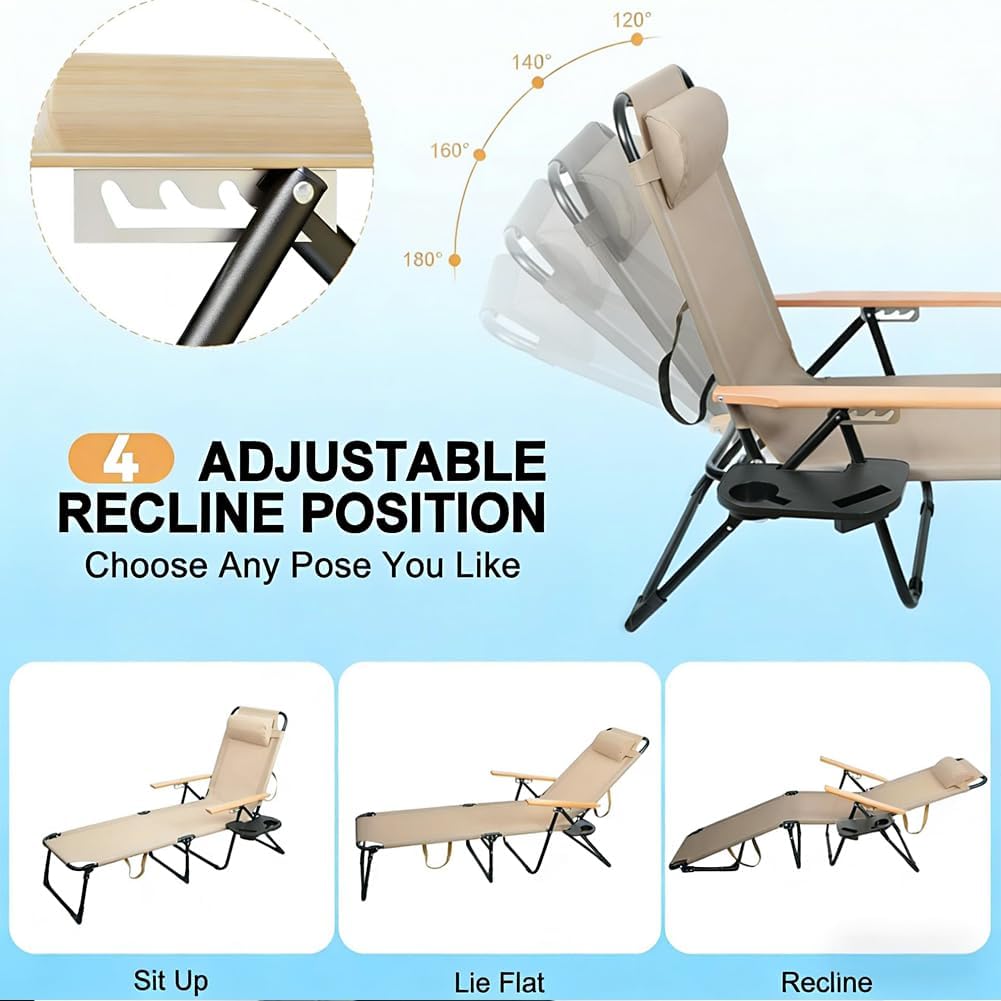 Adjustable Outdoor Folding Chaise Lounge Chair