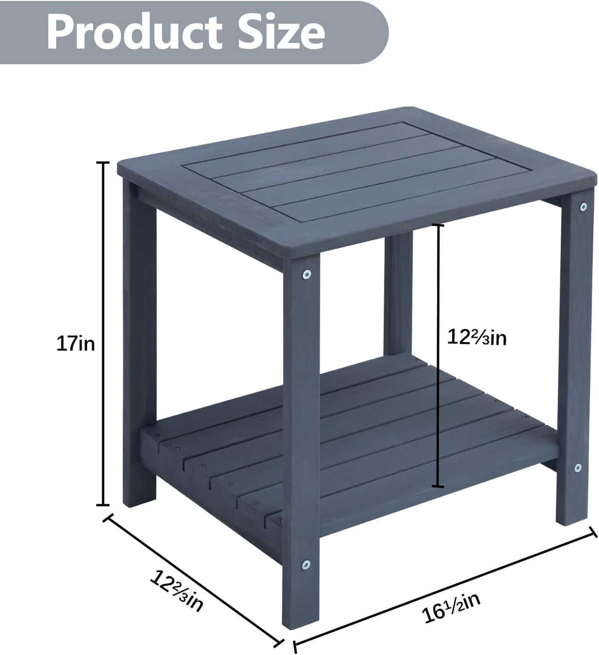 Weather‑Resistant Wood Outdoor Side End Table