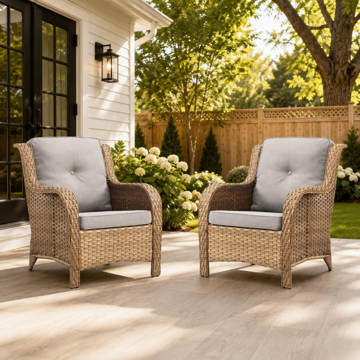 High‑Back Wicker Outdoor Patio Chairs