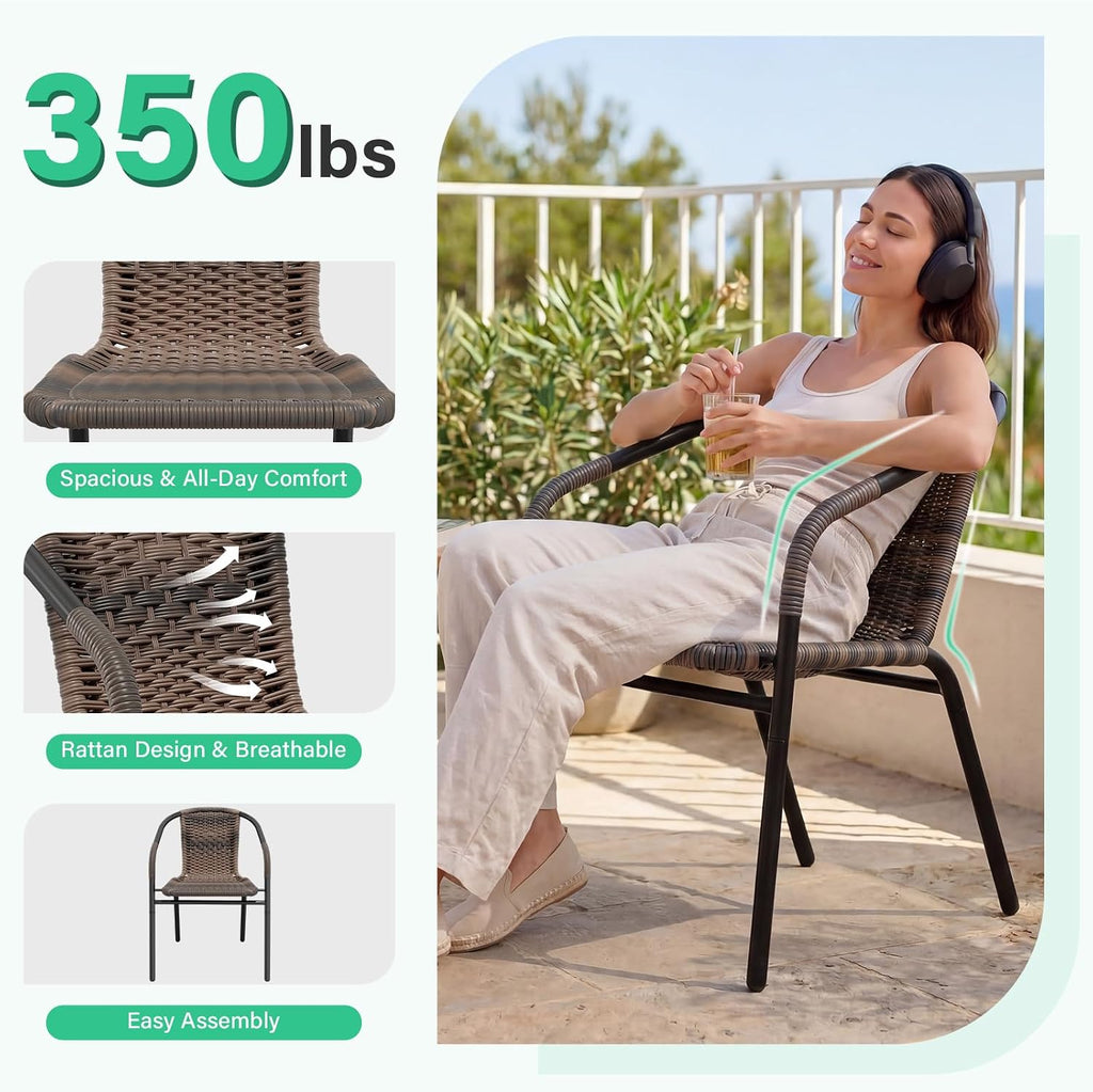 Stackable Rattan Outdoor Patio Dining Chairs