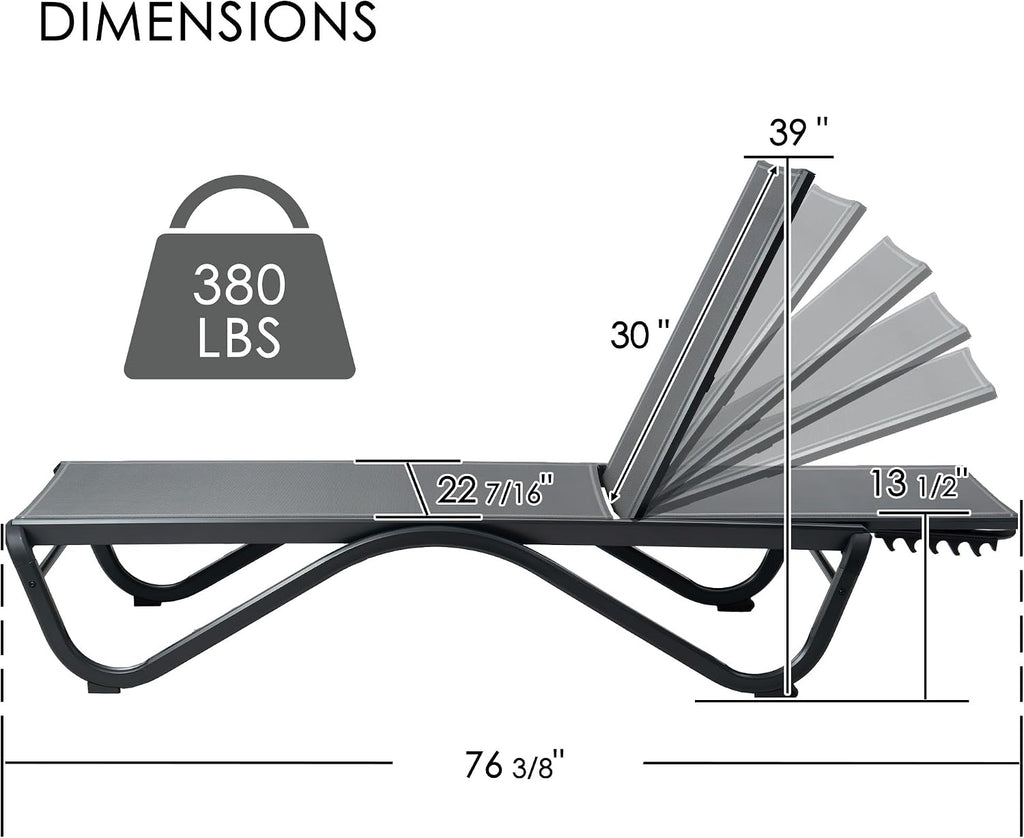 Aluminum Outdoor Adjustable Chaise Lounge Set