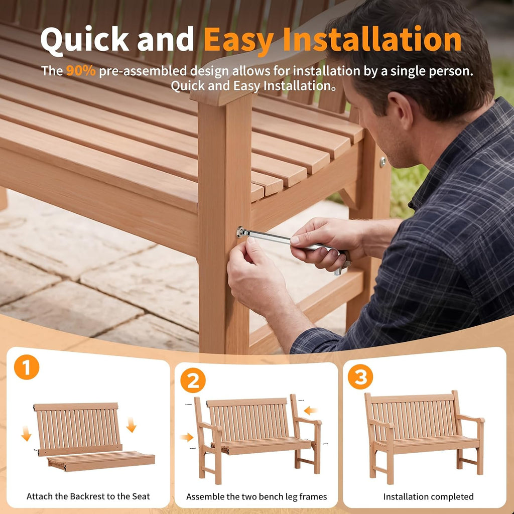 Heavy‑Duty Two‑Person Outdoor Garden Bench