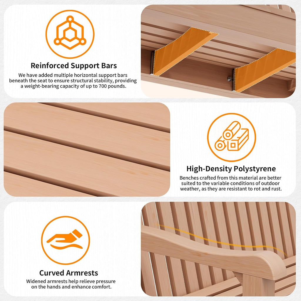 Heavy‑Duty Two‑Person Outdoor Garden Bench