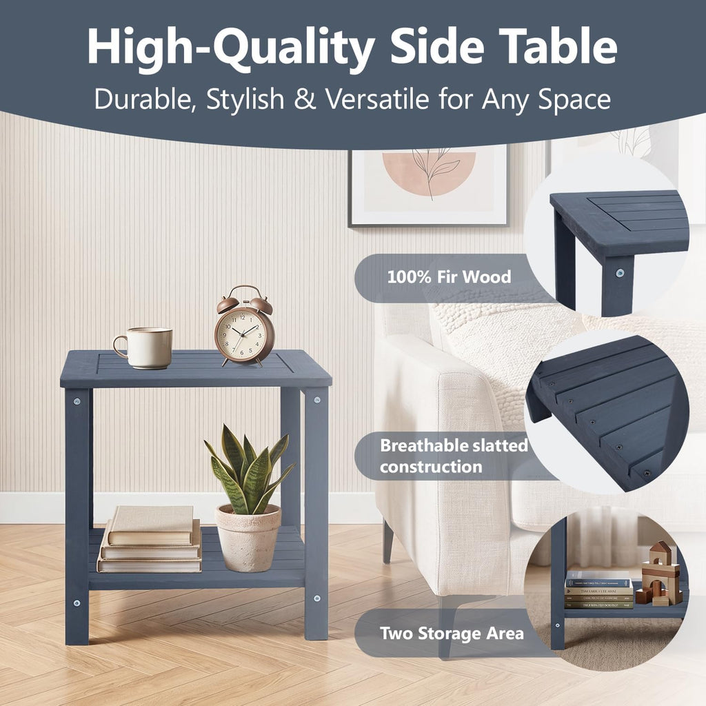 Weather‑Resistant Wood Outdoor Side End Table