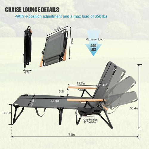 Adjustable Outdoor Folding Chaise Lounge Chair