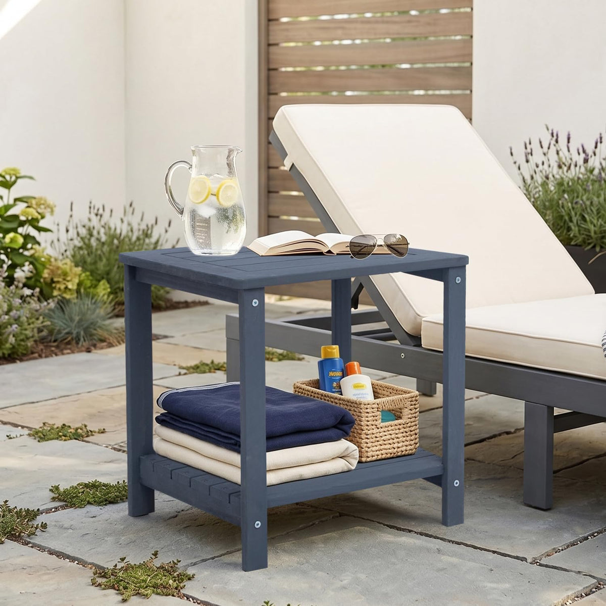 Weather‑Resistant Wood Outdoor Side End Table