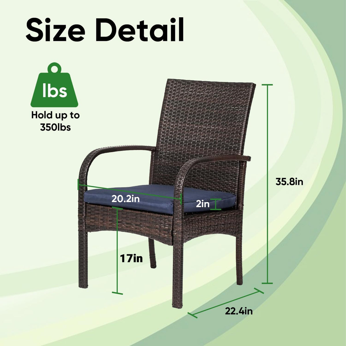 Cushioned Wicker Outdoor Patio Dining Chairs