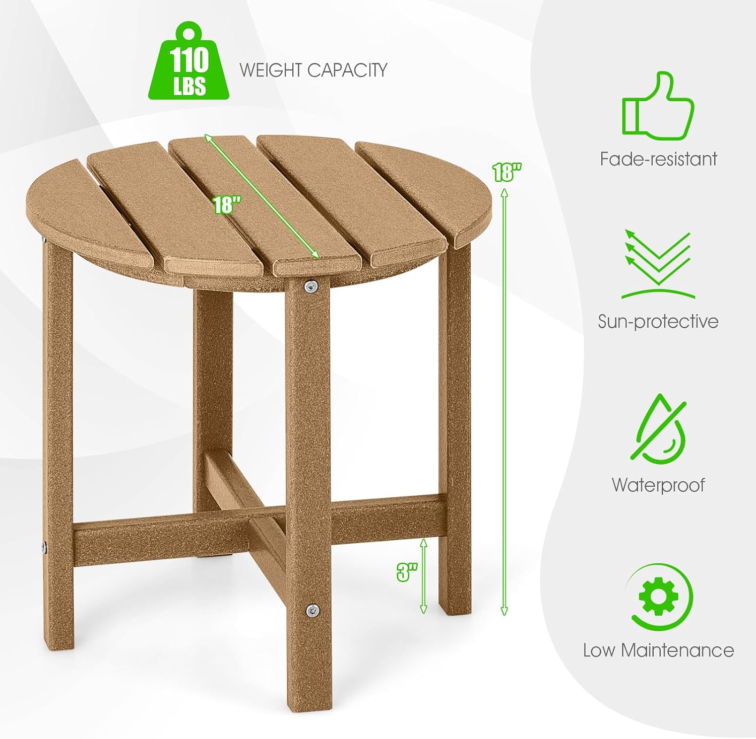 Weather‑Resistant HDPE Outdoor Side Table