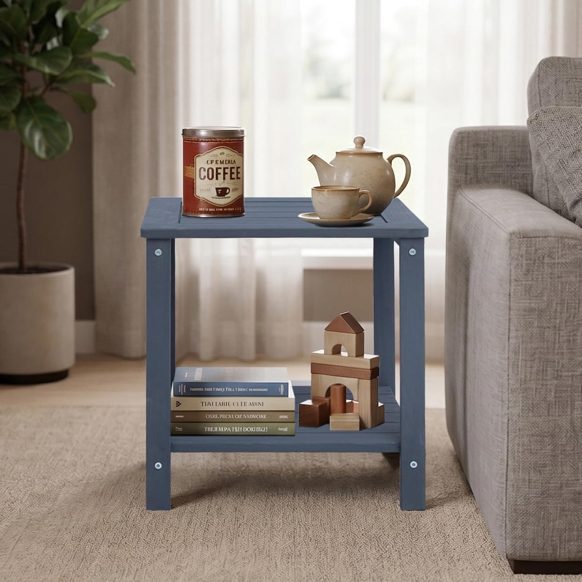 Weather‑Resistant Wood Outdoor Side End Table