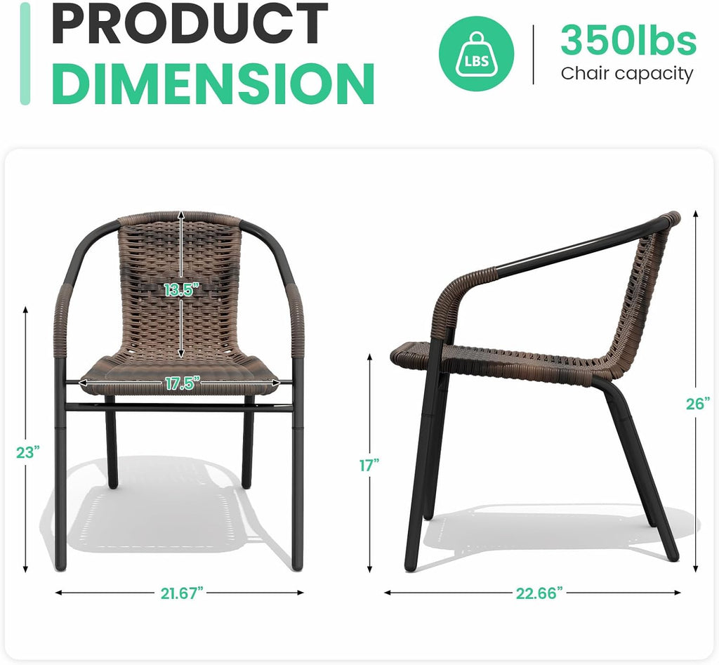 Stackable Rattan Outdoor Patio Dining Chairs
