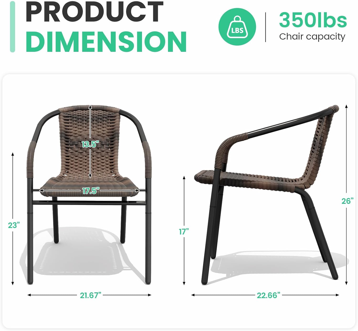 Stackable Rattan Outdoor Patio Dining Chairs