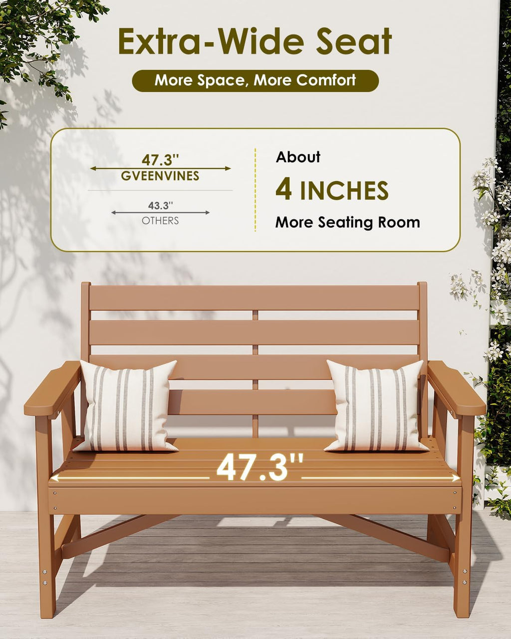 HDPE Outdoor Two‑Person Garden Bench