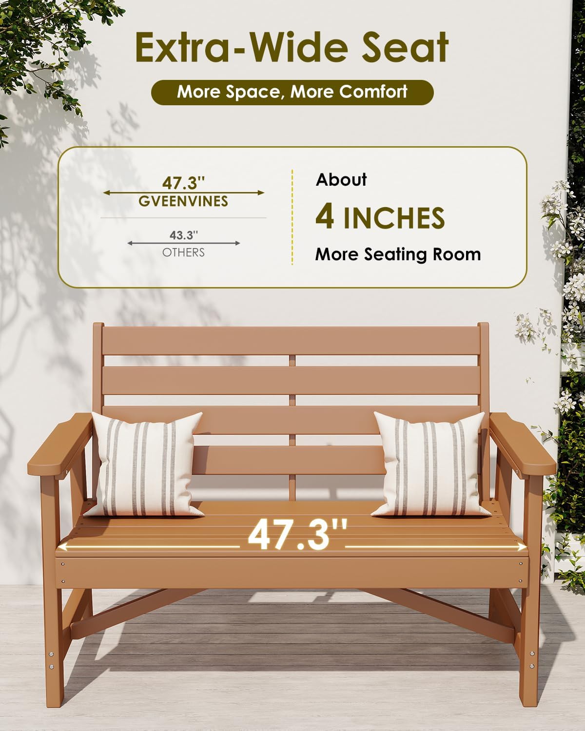 HDPE Outdoor Two‑Person Garden Bench