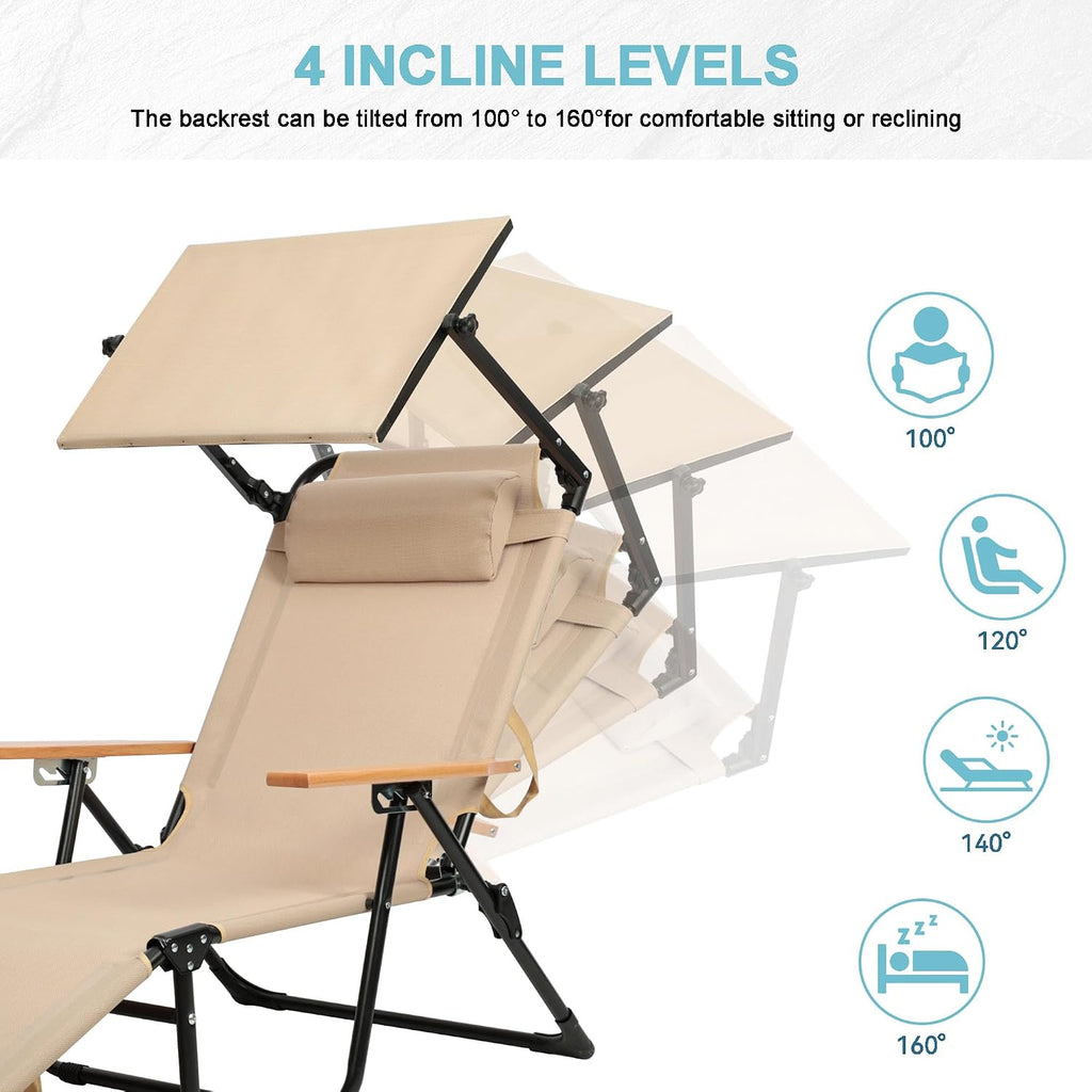 Adjustable Outdoor Folding Chaise Lounge Chair