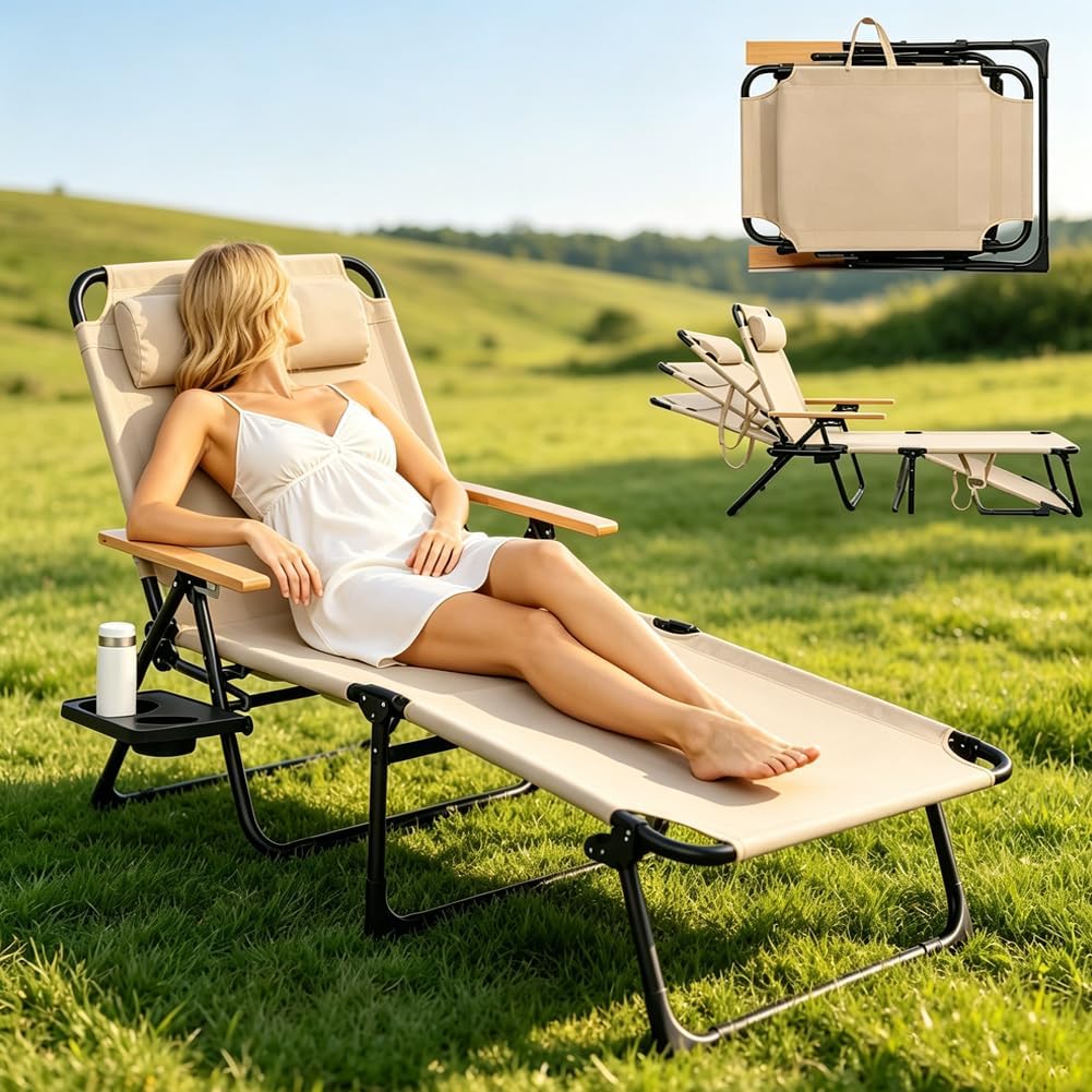 Adjustable Outdoor Folding Chaise Lounge Chair