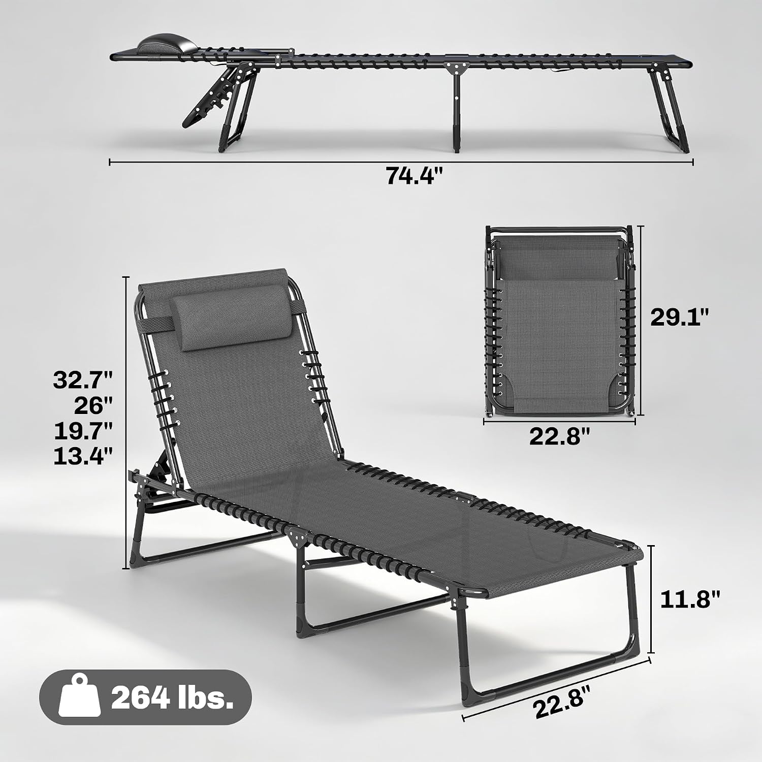 Mesh Outdoor Folding Chaise Lounge Set