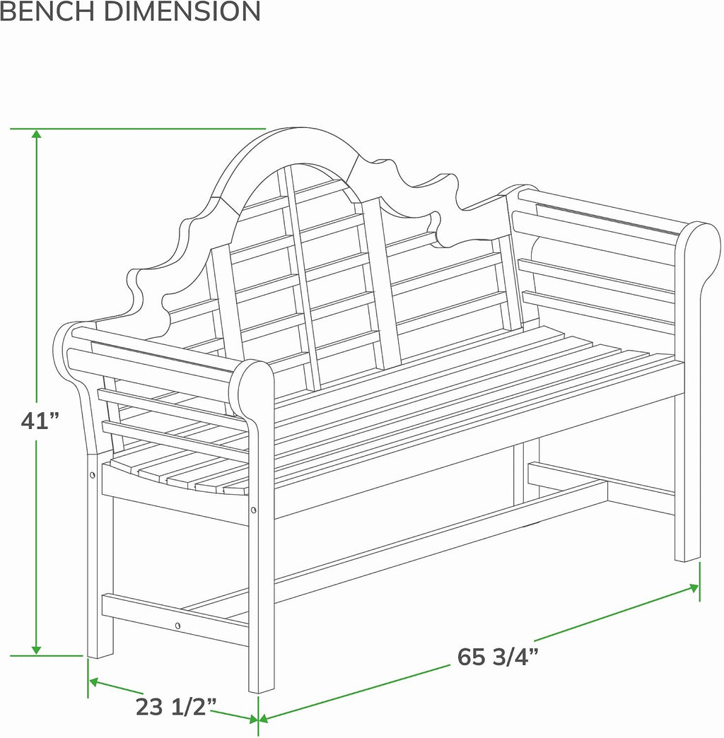 Teak Wood Outdoor Patio Garden Bench