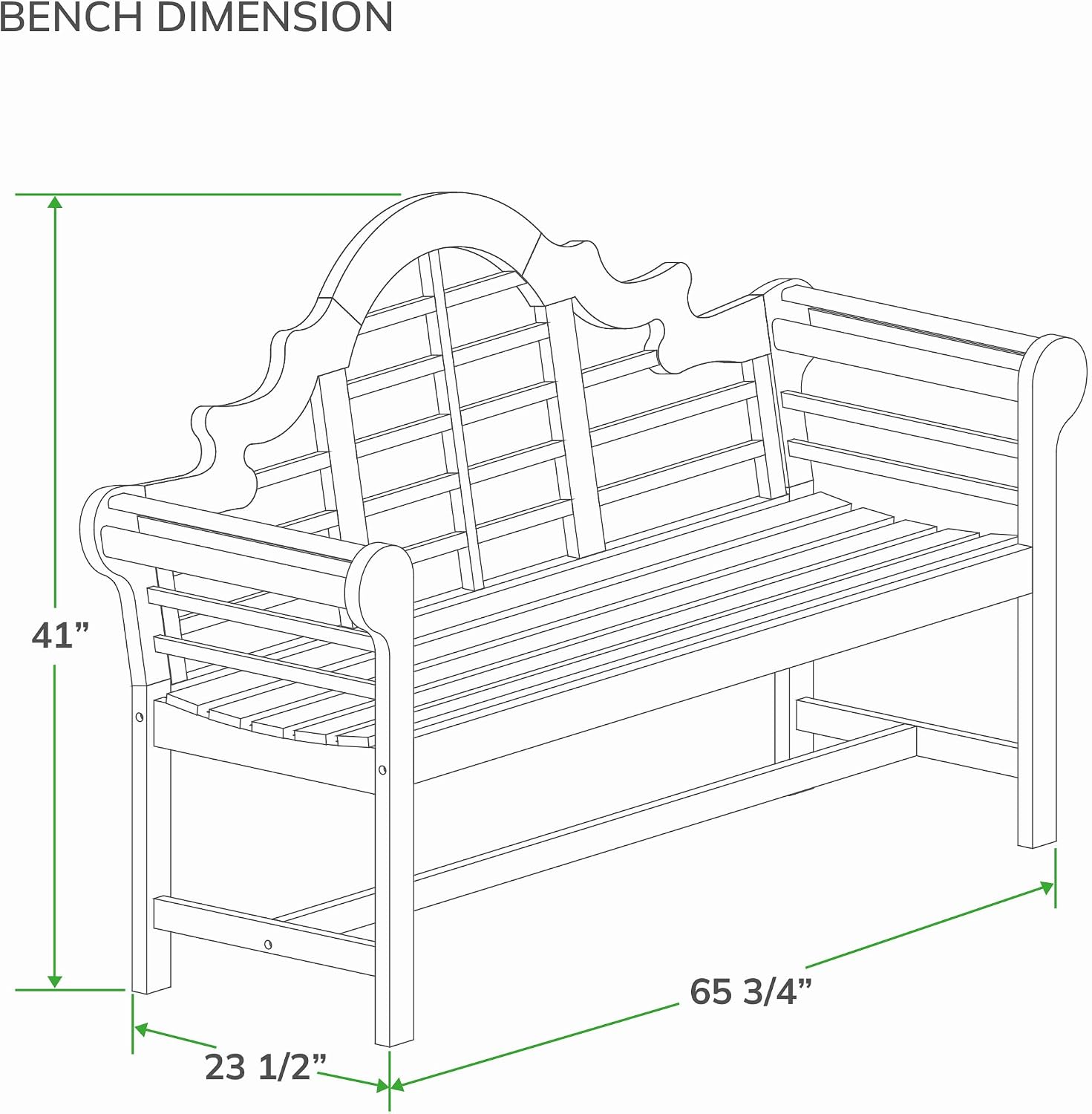 Teak Wood Outdoor Patio Garden Bench