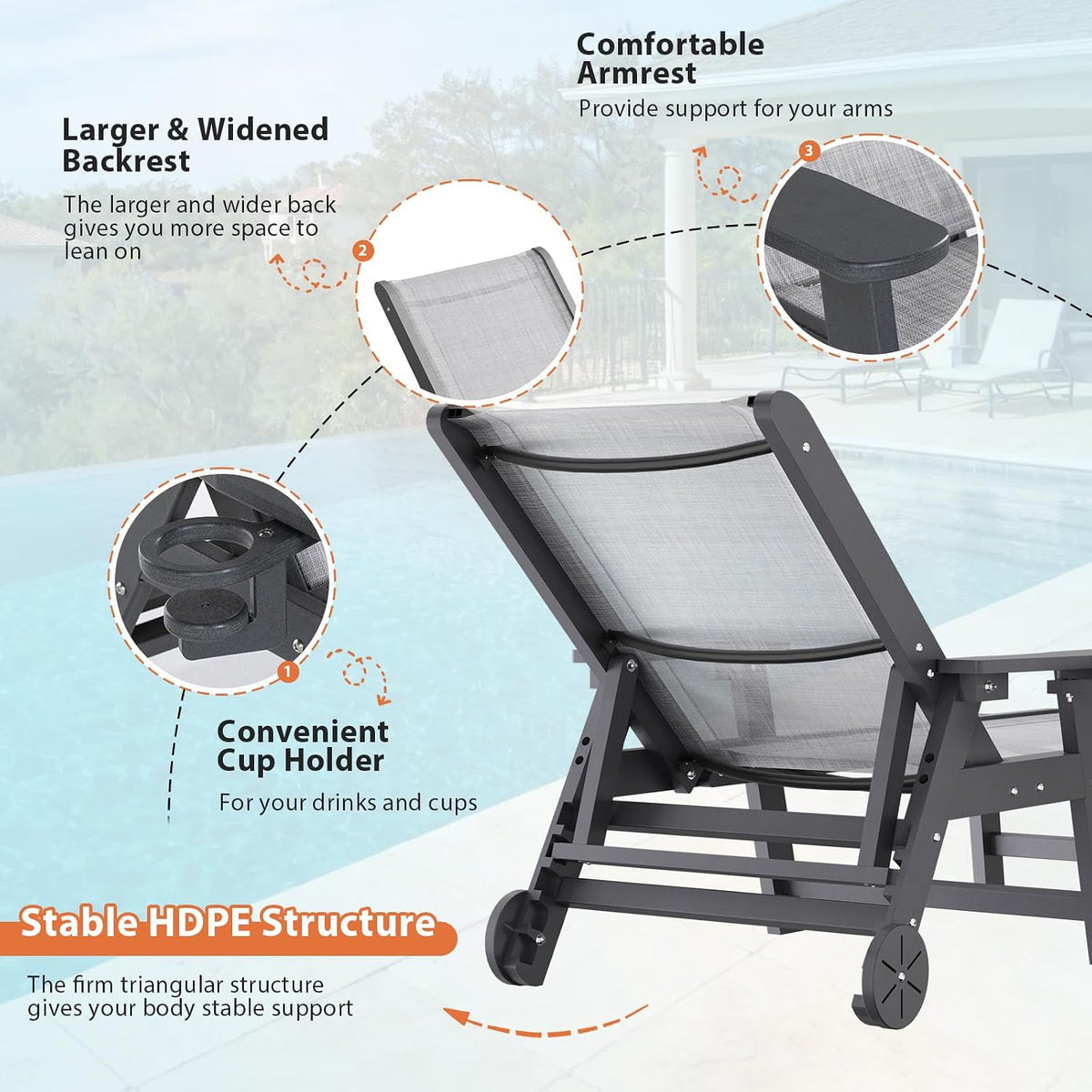 Adjustable Outdoor Patio Chaise Lounge Set