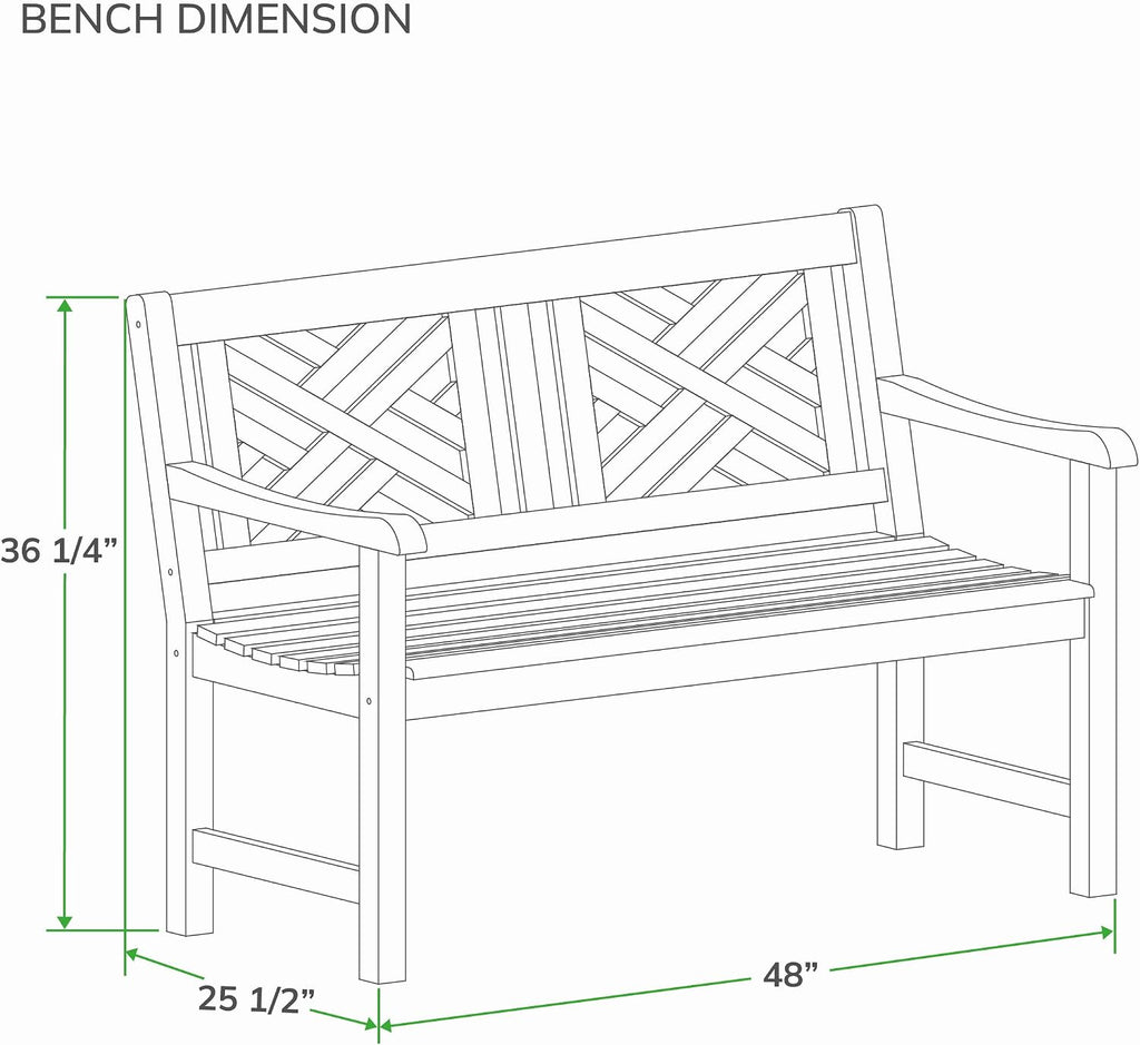 Weather‑Resistant Solid Teak Garden Bench