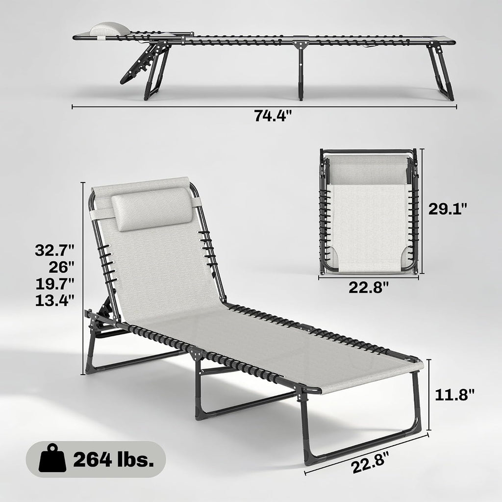 Mesh Outdoor Folding Chaise Lounge Set