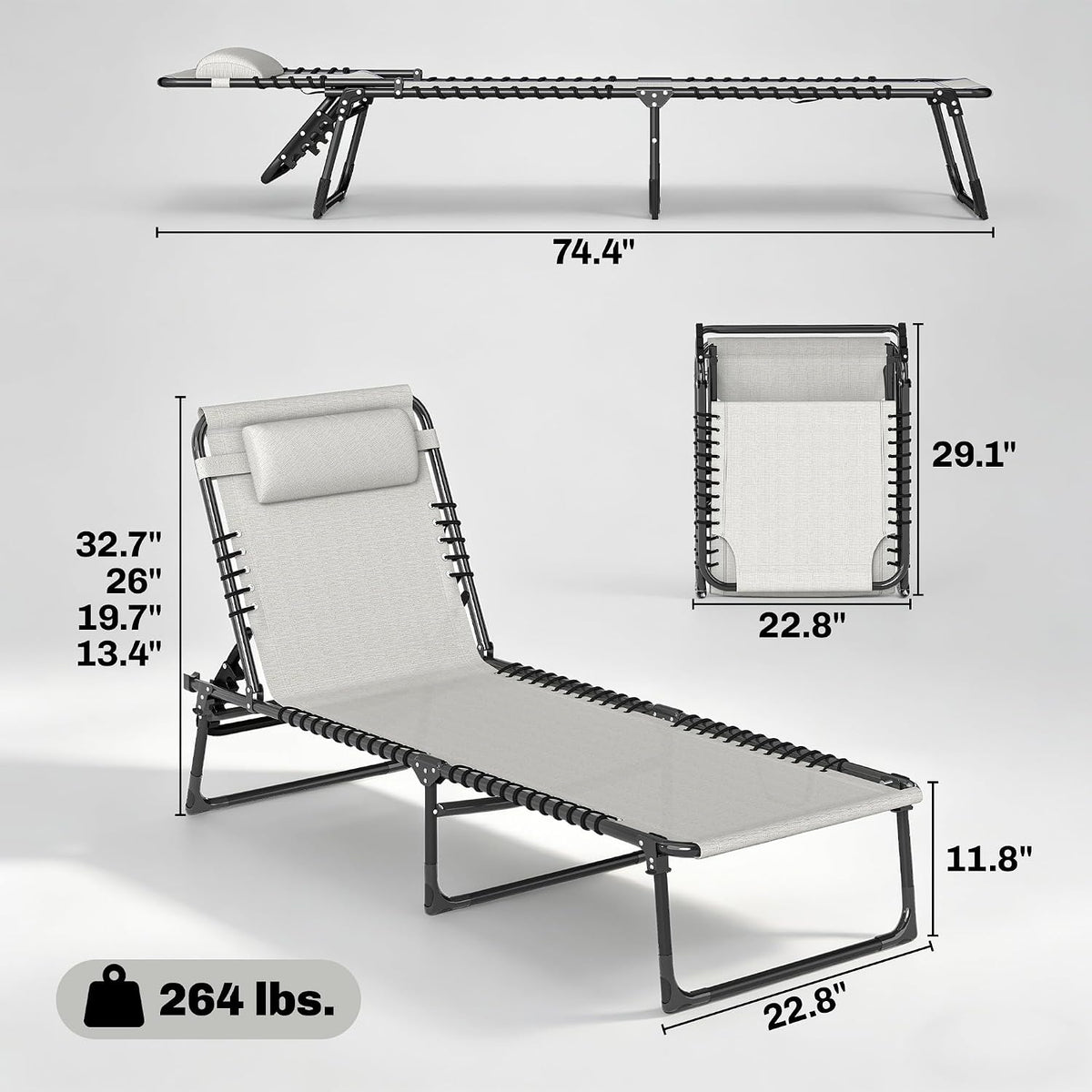 Mesh Outdoor Folding Chaise Lounge Set