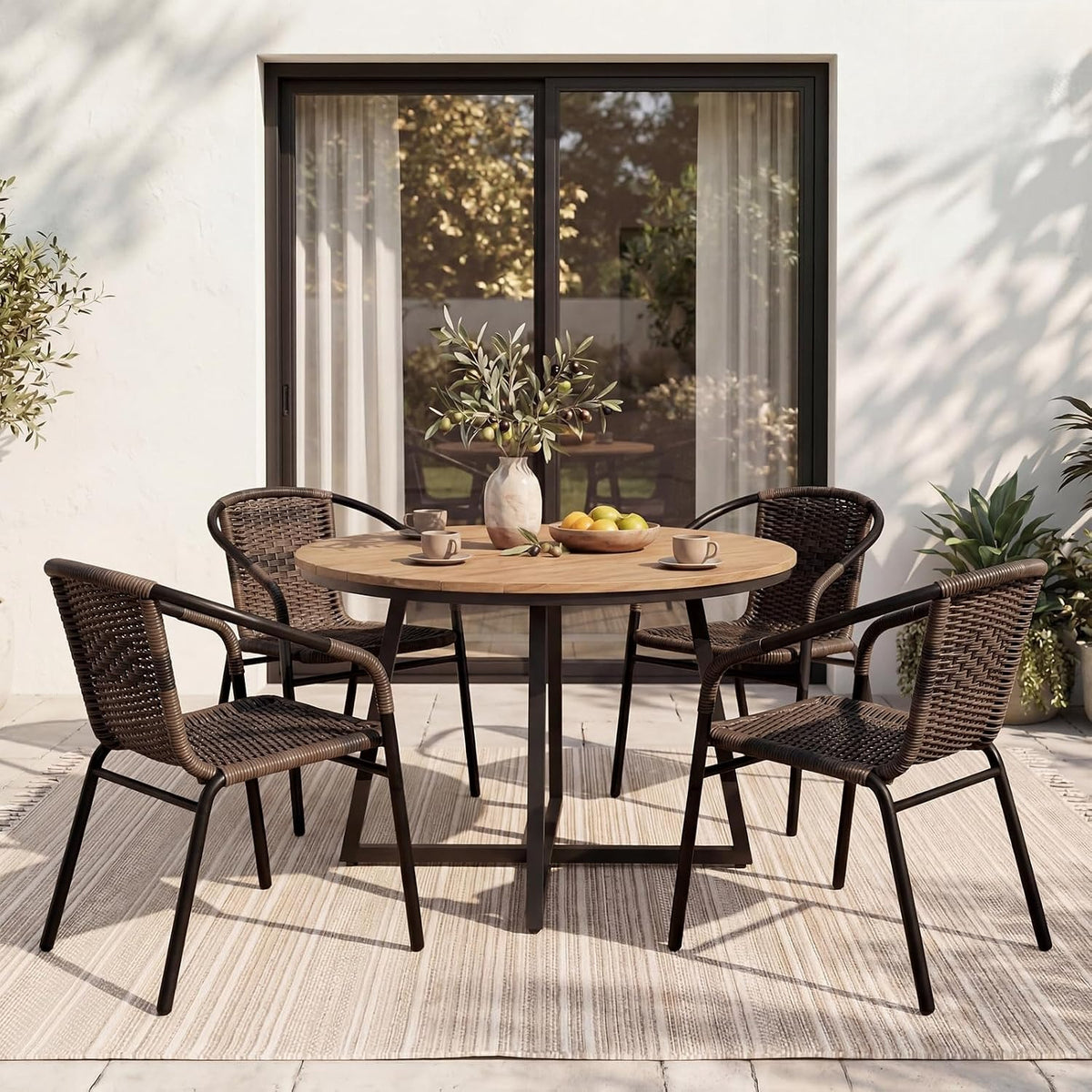 Stackable Rattan Outdoor Patio Dining Chairs