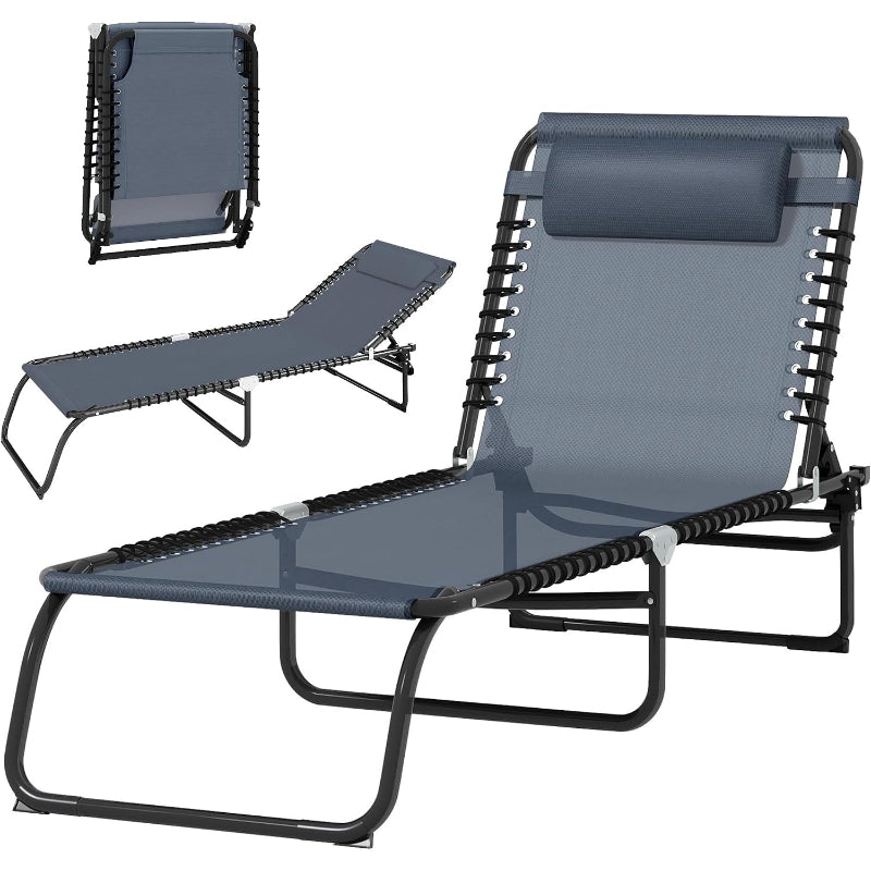 Folding Outdoor Patio Chaise Lounge Chair
