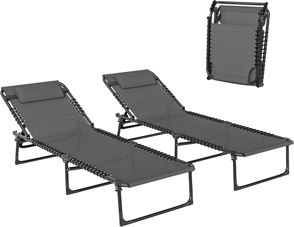 Mesh Outdoor Folding Chaise Lounge Set
