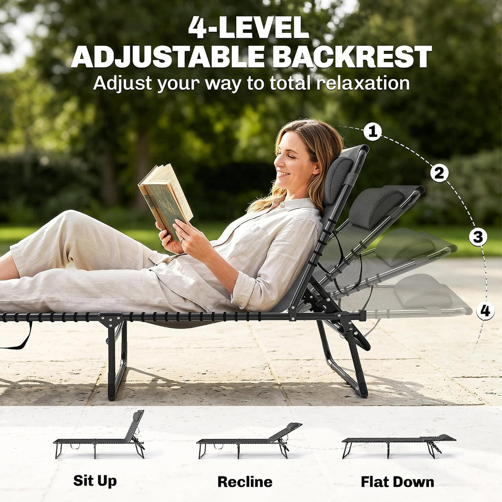 Mesh Outdoor Folding Chaise Lounge Set