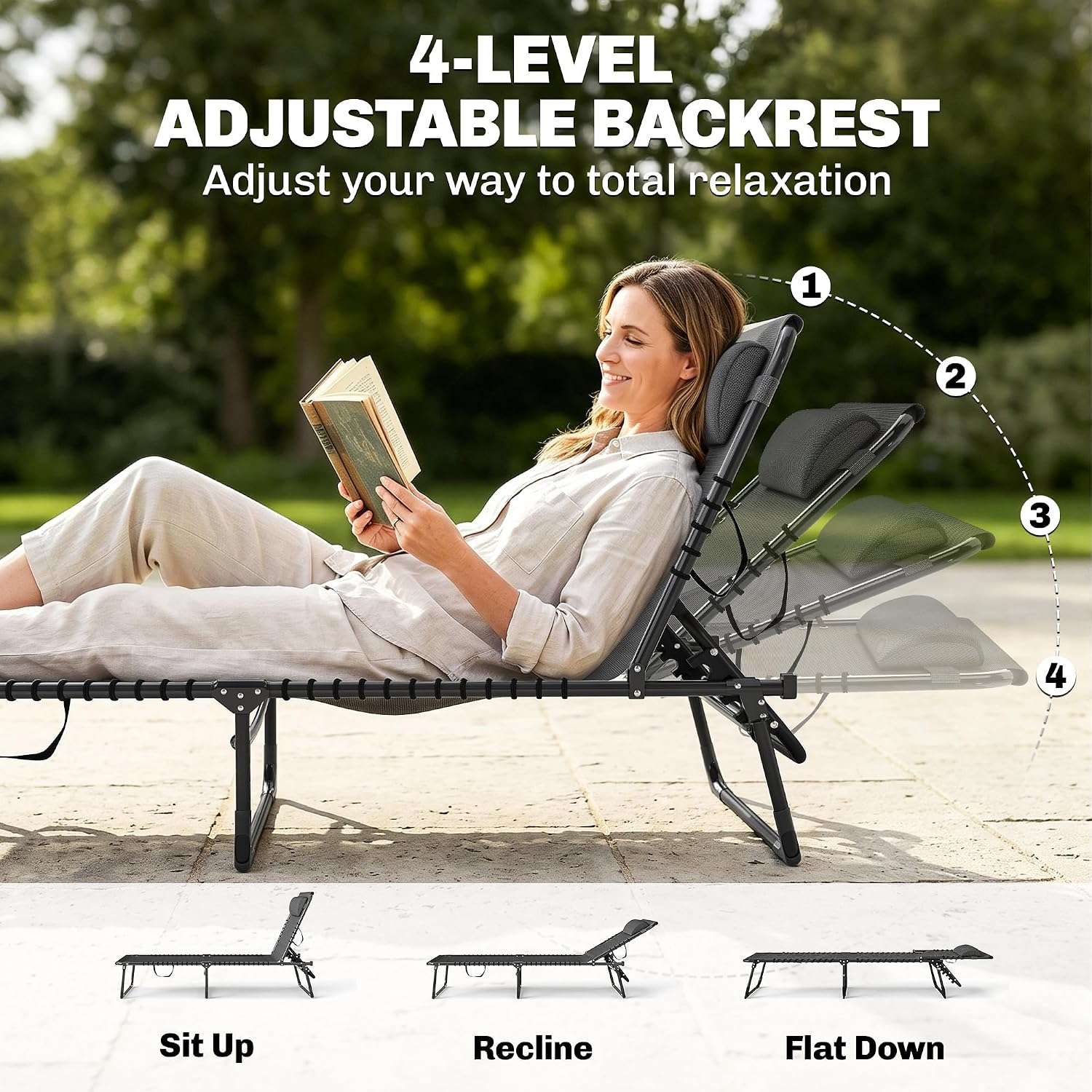 Mesh Outdoor Folding Chaise Lounge Set