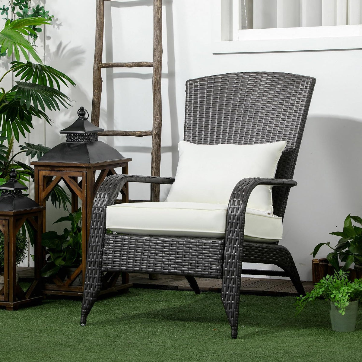 All‑Weather Wicker Adirondack Patio Chair