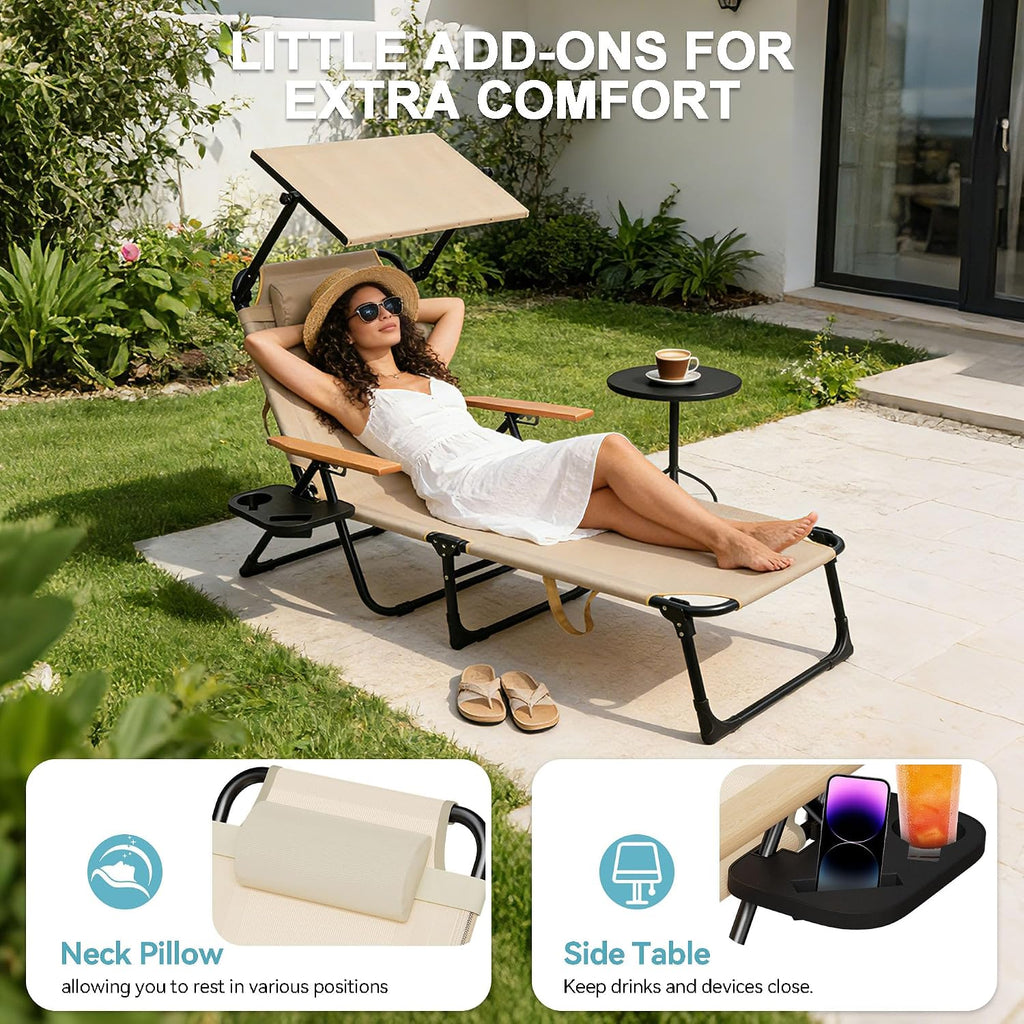 Adjustable Outdoor Folding Chaise Lounge Chair