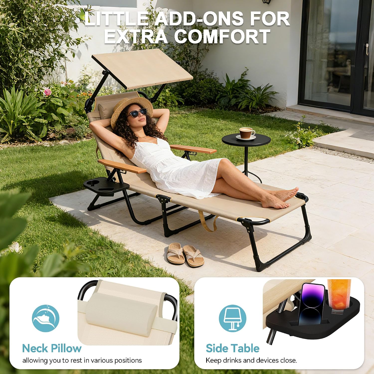 Adjustable Outdoor Folding Chaise Lounge Chair