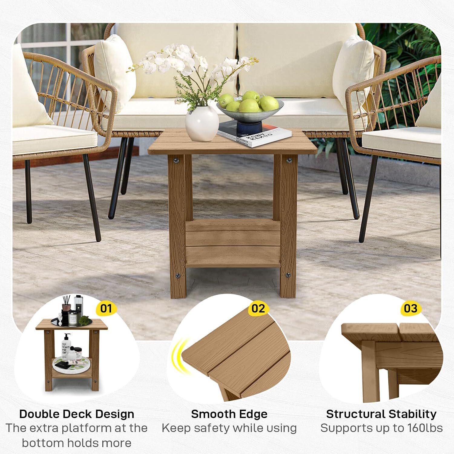 Weather‑Resistant Outdoor Adirondack Side Table
