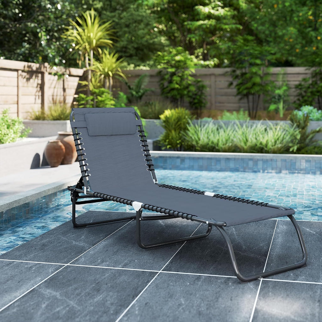 Folding Outdoor Patio Chaise Lounge Chair