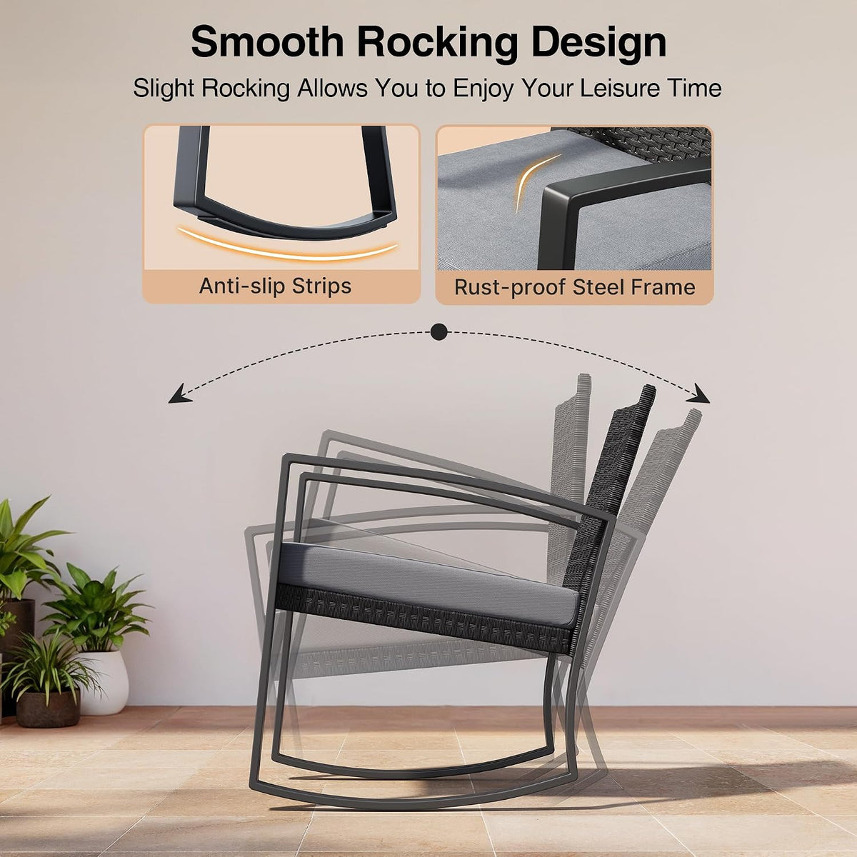 Rocking Wicker Outdoor Patio Bistro Set