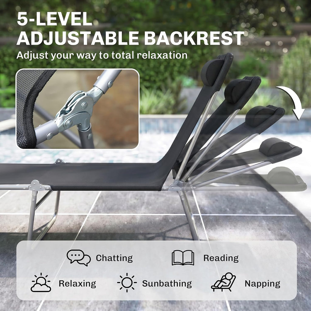 Foldable Outdoor Sun Tanning Lounge Chair