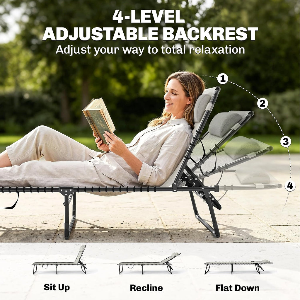 Mesh Outdoor Folding Chaise Lounge Set