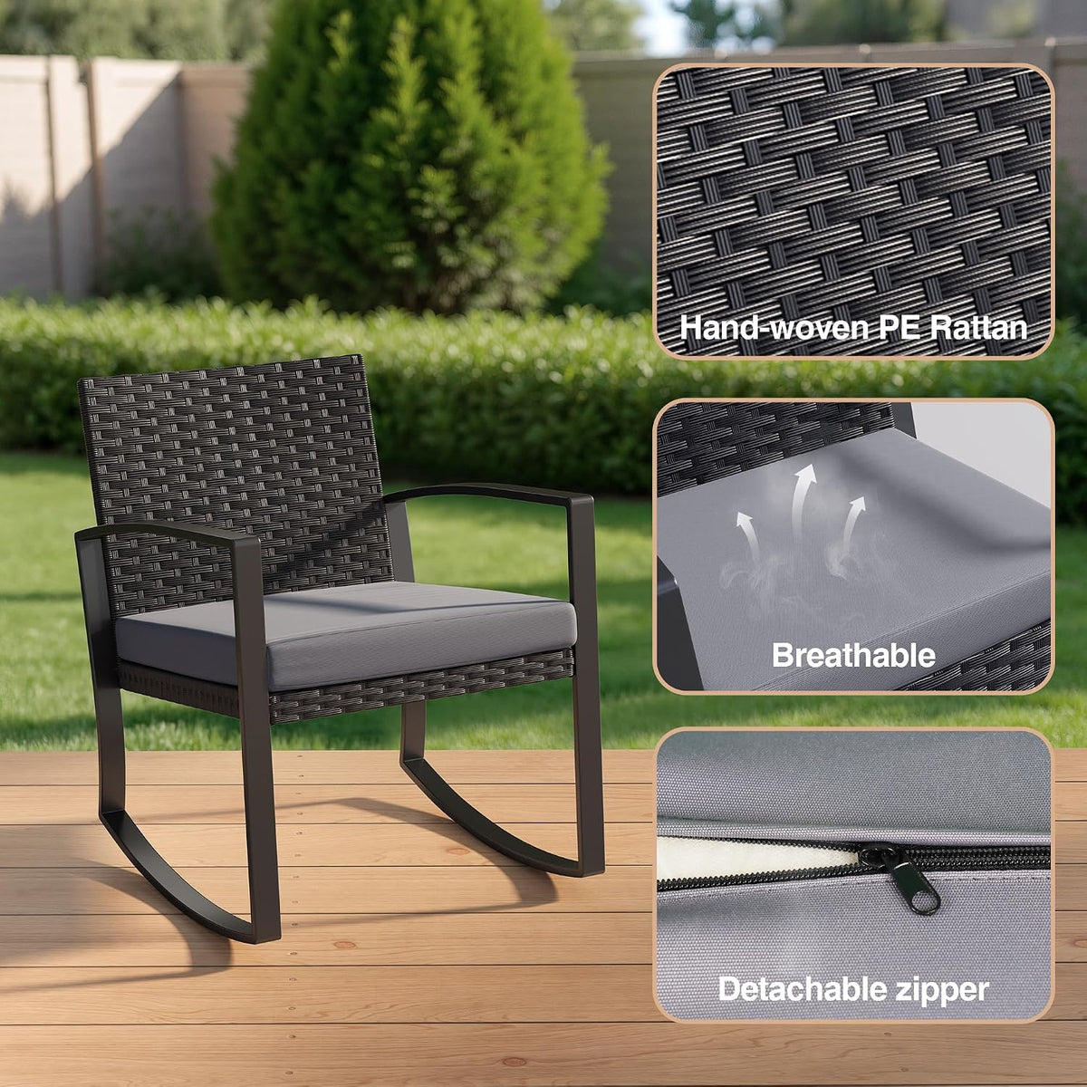 Rocking Wicker Outdoor Patio Bistro Set