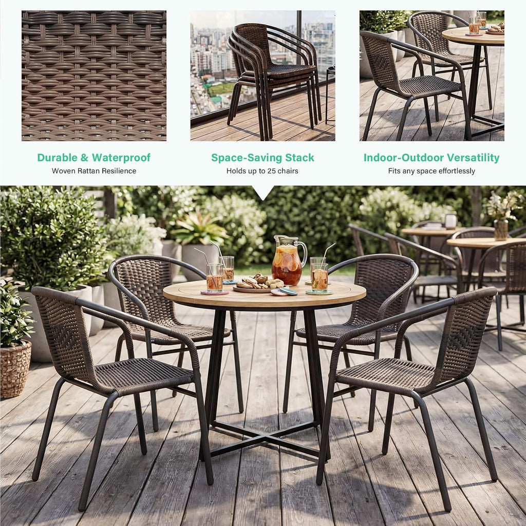 Stackable Rattan Outdoor Patio Dining Chairs